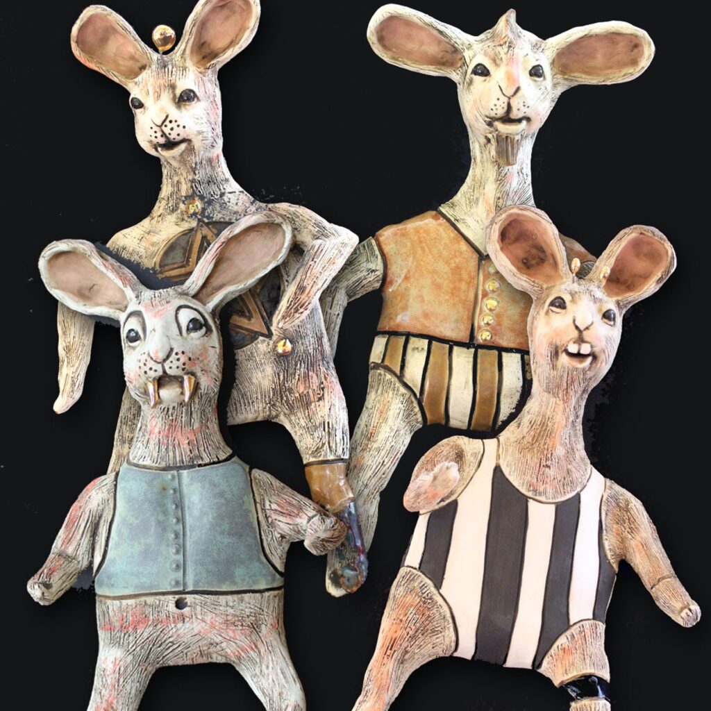 Silly Rabbit ceramic sculptures